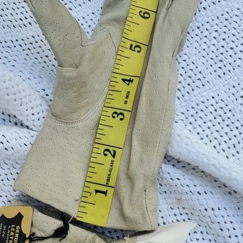 Vintage Ecru Leather Gloves L NWT‎